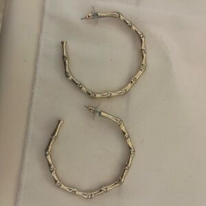 Gold hoop earrings.